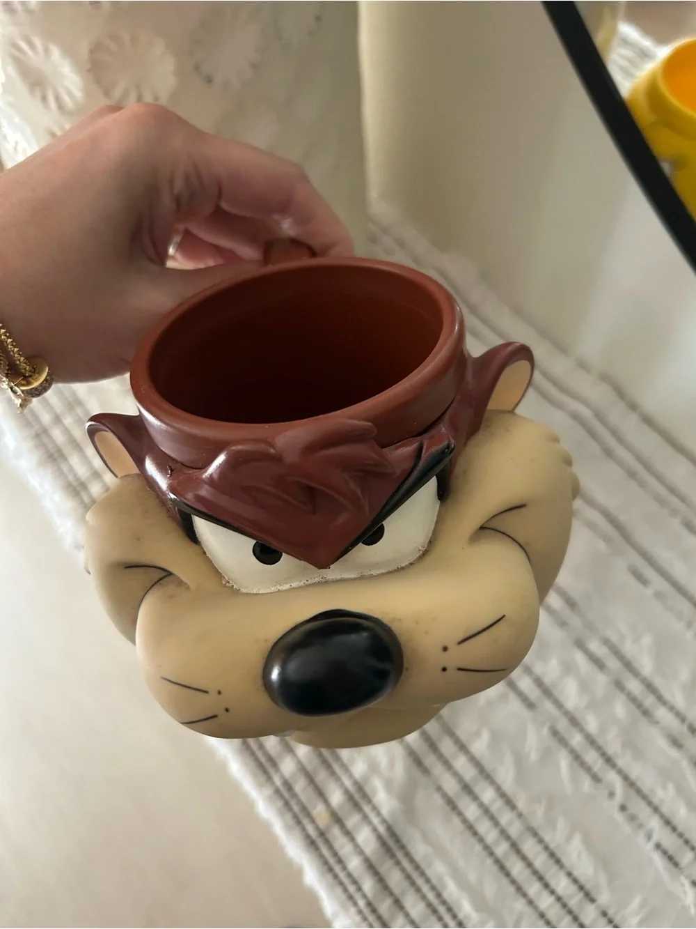 Vintage 1992 Looney Tunes Tweety Taz 3D Face Mugs Set of 2